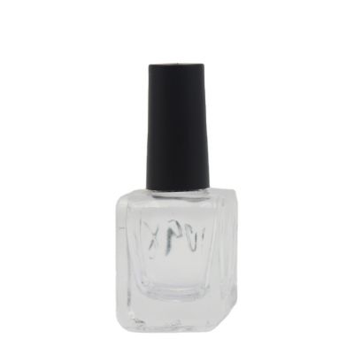 New design 14ml square shape clear nail polish glass bottles with brush and cap 