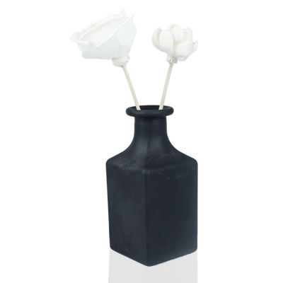 Factory Wholesale 150ml Empty Square Reed Black Frosted Glass Diffuser Bottle