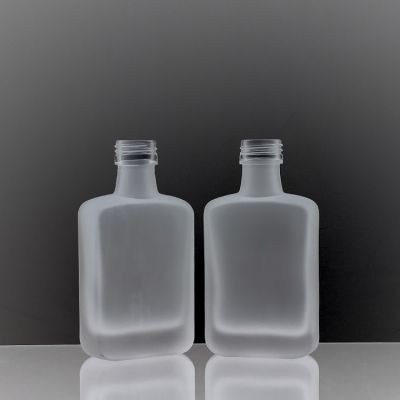 Frosted Hip Flask Fancy Rectangular 100ml Glass Bottle 