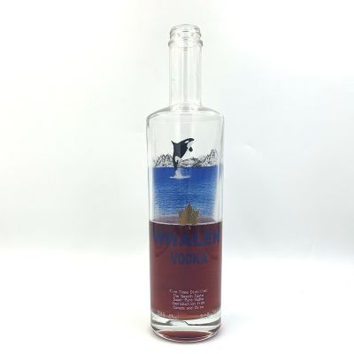 Roasted Flower 700ml Transparent glass wine bottle 