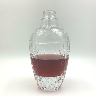 500ml High Quality Oval Transparent Empty Wine Glass Bottle For Whisky Tequila