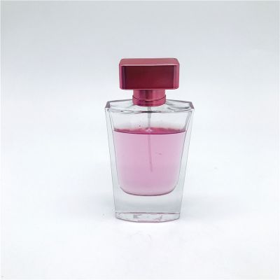 Wholesale 60ml vertical flat glass bottle with customizable atomizer atomizer spray perfume bottle and lid 