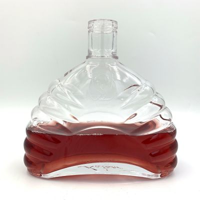500ml Novel Design Stripe Clear Glass Bottle For Whisky Xo Brandy