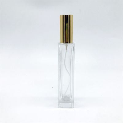 50ml clear glass square perfume bottle with gold cap 