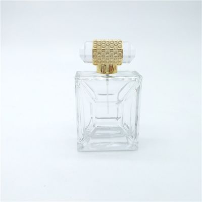 Luxury perfume bottles glass 100ml empty engraved square perfume oil bottle with label