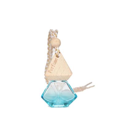 8ml empty blue color custom design in stock decorative glass car perfume bottle hanging 