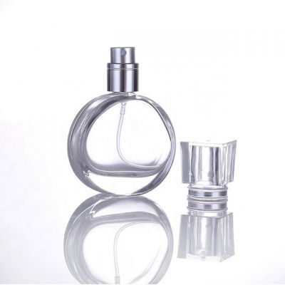 25ml Luxury Round Shape Refillable Perfume Spray Bottle with acrylic lid