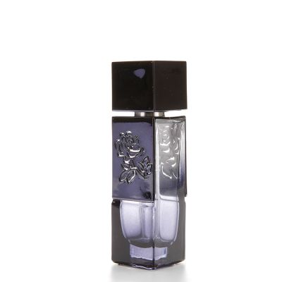 30ml 1oz straight rectangular rose aluminium screw cap men's black perfume spray glass bottle 