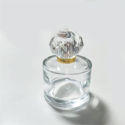 Luxury Clear 50Ml Glass Perfume Bottle Thick Round Perfume Bottle 