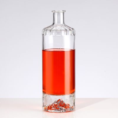 Customized empty 750ml silkscreen printed logo crystal extra flint transparent oslo spirits liquor gin vodka glass bottle 