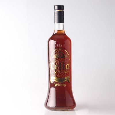 Competitive price unique design elegant 750ml brandy bottle with screw caps 