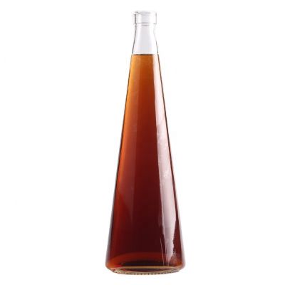 Factory Supplying North America Unique Triangle Shape Liquor Glass Bottle With Cork 