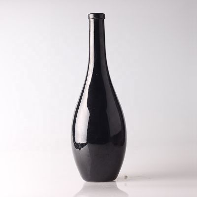 Black spray painting glass bottles 750ml vodka bottle with cap for wholesale 