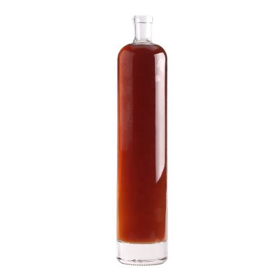 Factory Sell 1000Ml Round Shape Liquor Glass Bottle With Cork Stoppers