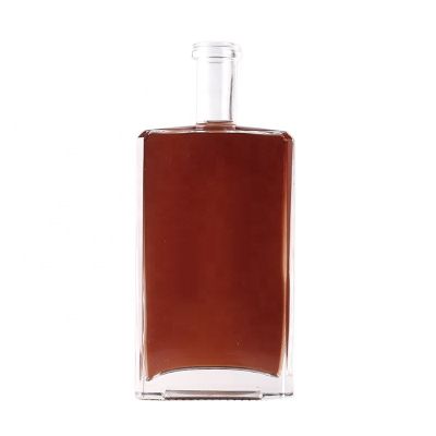 High Quality Hot Sale Design Small Flat Bottle 750ml Glass Bottles Factory Made With Cork 