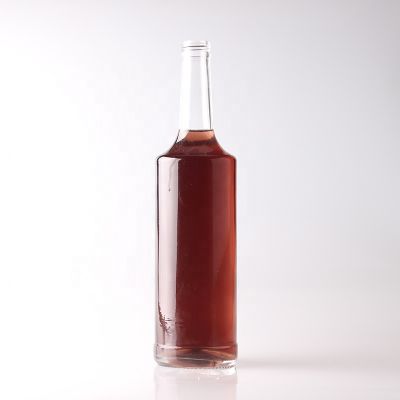 New Design Thin Bottom 750ml Bottle Cylinder Shaped Round Shoulder Glass Whiskey Bottles Price With Screw Cap 
