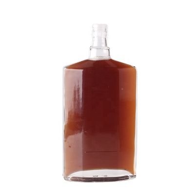 Customized 750ml Flat Empty Super Flint Glass Bottle Price Clear Vodka Rum Bottles With Ropp Top 