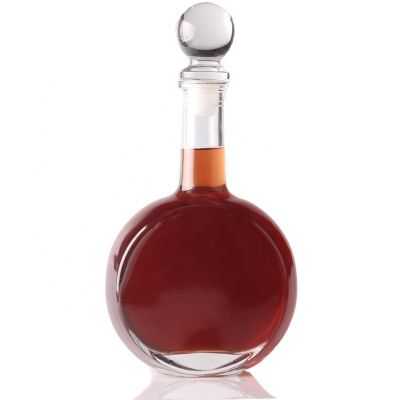 Unique Drum Shape Brandy Bottles Cork Top Super Flint Empty Glass Gin Bottle 500ml 