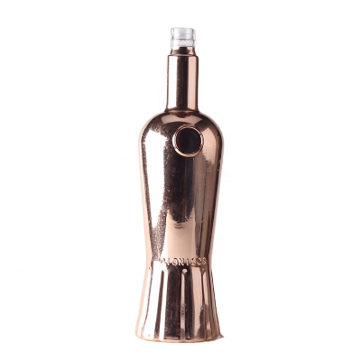 Trending Products High Grade Electroplate Gold 700ml 750ml Liquor Vodka Bottle With Cork Stopper 