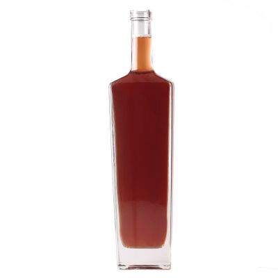 China Popular 750ml Whiskey Bottle Rectangle Empty Super Flint Liquor Whiskey Bottle 