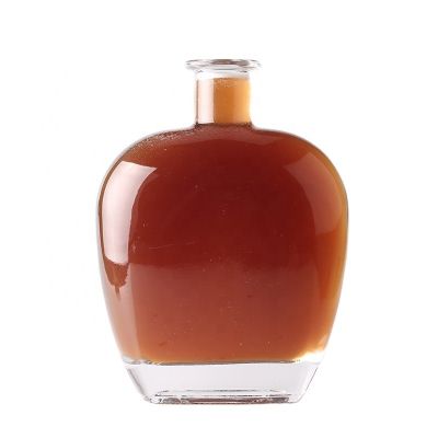 70Cl Best Quality Flat Shape Liquor Glass Bottle Big Clear Flint Cork Top Rum Glass Bottle 