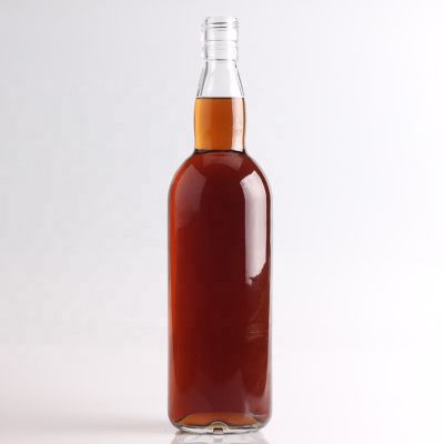 Common Mold Clear 750ml Whiskey Bottle Screw ROPP Top Glass Whisky Bottle With Aluminum Cap 