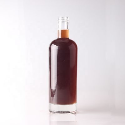 Unique Design Classic OEM 750ml Round Wine Bottle Clear Empty Screw Top Glass Vodka Bottle 