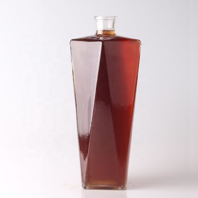 Unique Shape High Quality 500ml Glass Bottle For Whiskey Bar Neck Finish 50cl Glass Bottle 