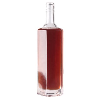 In Stock Free Sample Offered 750ml Unique Shaped Rum Glass Bottle Clear Glass Bottle With Aluminum Cap 