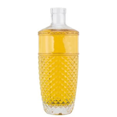 700ml 70cl Custom Beautiful Light Delicate Engrave Vodka Whiskey Rum Tequila Glass Bottles For Liquor Spirits With Cork Stopper