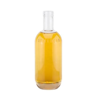 Factory Direct Embossed Custom Logo High Flint Liquor Spirits Vodka Whiskey Xo Brandy Glass Bottle For Cork Stopper 700ml 750ml