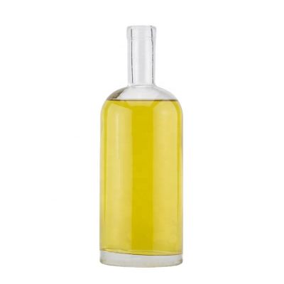 Wholesale Lead Free Food Grade Cylinder Shaped 1Liter 700ml 750ml Vodka Whiskey Brandy Gin Tequila Glass Bottle With Wooden Cork