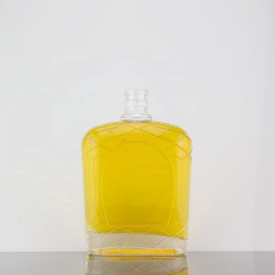 Custom Guala Top Flat Embossed Design 500ml Brandy Glass Bottle Thick Bottom 