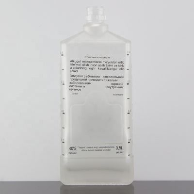 Frosted Square Shape Guala Top 500ml Vodka Glass Bottle With Decal Design