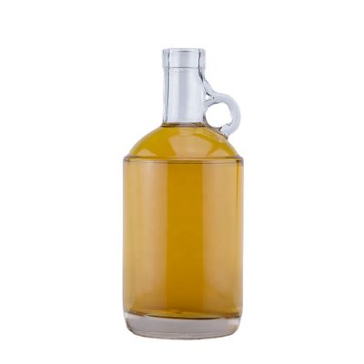 handle 750ml round thick bottom special shoulder rum whiskey vodka gin tequila super flint glass bottle with bar top 