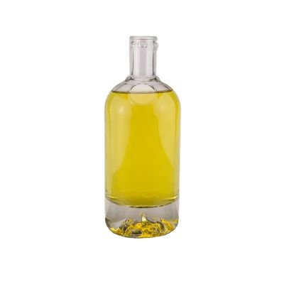 750ml super flint empty round thick bottom design rum gin whiskey vodka glass bottle with screw cap lid 