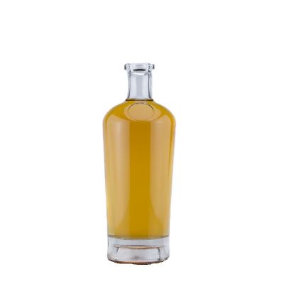 thick bottom 750ml round upper wide under narrow round shoulder whiskey vodka gin tequila super flint glass bottle with bar top 