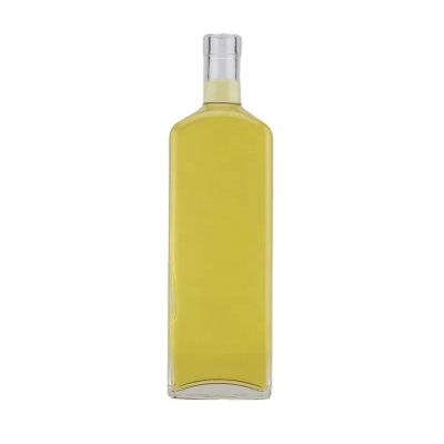750ml squared body flat shoulder thin bottom whiskey vodka gin tequila rum super flint glass bottle with bar top 