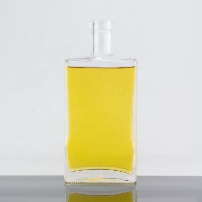 elegant 750ml squared body flat shoulder decoration rum whiskey vodka gin tequila super flint glass bottle with bar top 