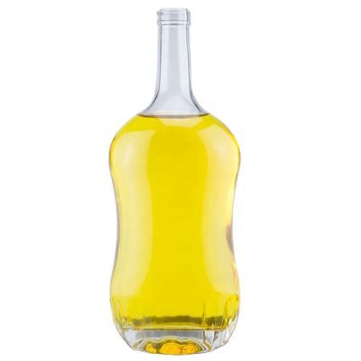 750ml Bottle with waist design slope shoulder long neck spirit liquor super flint glass bottle with bar top 