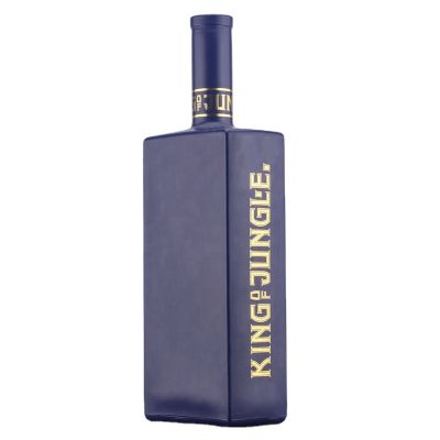 Wholesale Rectangle Bottom And Body Flat Shoulder 750 Ml Glass Bottle With Decoration For Liquor 