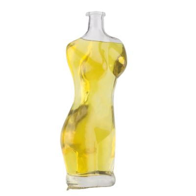 New Design Lady Shape 750 Ml Screen Printing Glass Bottle Super Flint Spirit Bottle With Cork Stopper 