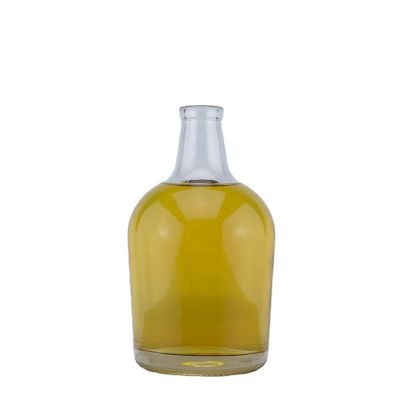 Hot Sale Smooth Cylinder Round Shoulder Super Flint Glass Bottle 70 Cl Vodka Frost Cork Stopper Bottle 