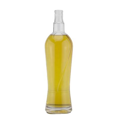 Cheap Price Irregular Round Super Flint Glass Bottle 70 Cl Rum Decal Screw cap Bottle 