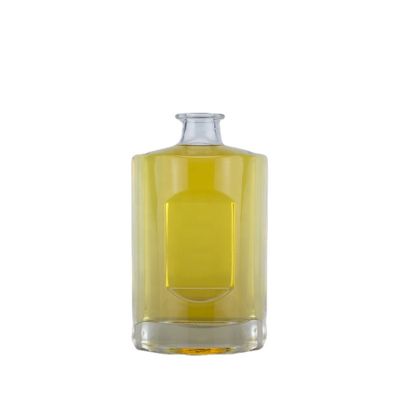 Wholesale Half Cylinder Remark Zone Short Neck Glass Bottle 70 Cl Vodka Decal Cork Stopper Bottle 