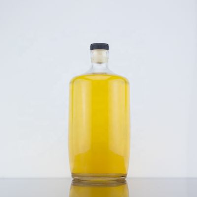Manufacture Wholesale Cylinder Flat Shoulder 700 Ml Bottle Tequila Decal Cork Bottle 