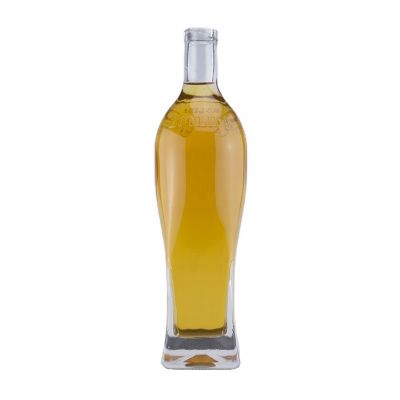 Unique shape thick bottom cuszomized design 750ml liquor glass bottle for vodka whiskey with cork top