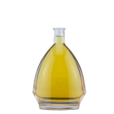 New Design Big Bell Short Neck Super Flint Glass Bottle 70 Cl Rum Screen Printing Cork Stopper Bottle 