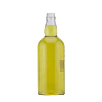 Wholesale High Flint Customized Embossing Logo Screw Top Vodka Whiskey Brandy Liquor Glass Bottle For 750ml 