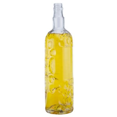 Customized Fancy Design 750ml Transparent Glass Bottle For Spirits Liquor With Label 